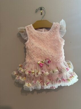 Baby Essentials Pink Floral Ruffled Tulle Dress
